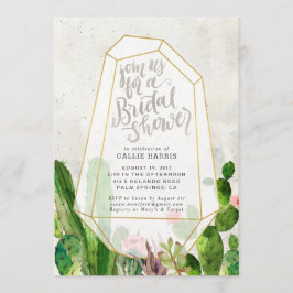 Desert Succulent Bridal Shower Invitation - Stone Kaart