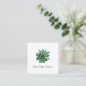 Desert Succulent QR code Interior Designer  Vierkante Visitekaartje (Staand voorkant)