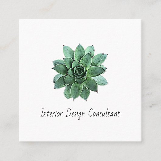 Desert Succulent QR code Interior Designer  Vierkante Visitekaartje (Voorkant)