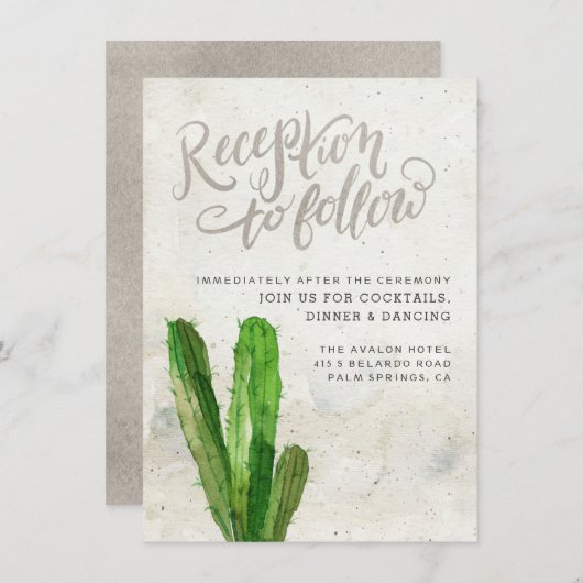 Desert Succulent Reception Card - Stone Informatiekaartje (Voorkant / Achterkant)