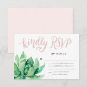 Desert Succulent RSVP-kaart - Roze RSVP Kaartje (Voorkant / Achterkant)
