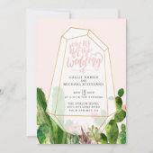 Desert Succulent Wedding Invitation - Roze Kaart (Voorkant)