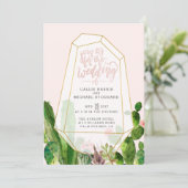Desert Succulent Wedding Invitation - Roze Kaart (Staand voorkant)