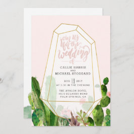 Desert Succulent Wedding Invitation - Roze Kaart