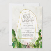 Desert Succulent Wedding Invitation - Stone Kaart (Voorkant)
