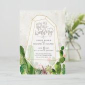 Desert Succulent Wedding Invitation - Stone Kaart (Staand voorkant)