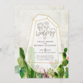 Desert Succulent Wedding Invitation - Stone Kaart (Voorkant / Achterkant)