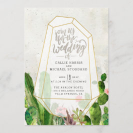 Desert Succulent Wedding Invitation - Stone Kaart