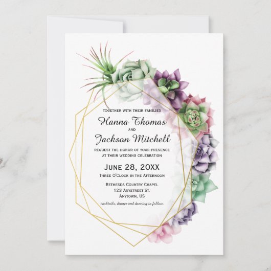 Desert Succulent Wedding Uitnodiging (Voorkant)