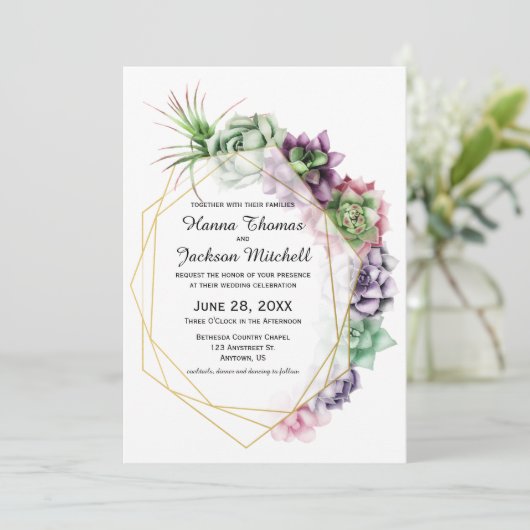 Desert Succulent Wedding Uitnodiging (Staand voorkant)