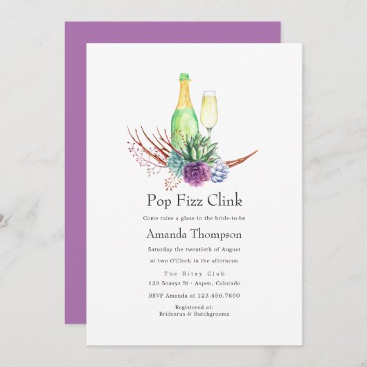 Desert Succulenten Pop Fizz Clink Vrijgezellenfees Kaart (Voorkant / Achterkant)