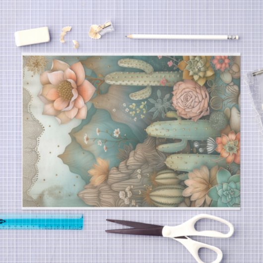 Desert Succulents Waterverf Decoupage Tissuepapier (Craft)