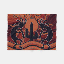 Desert Sun Cactus Kokopelli Southwest Design Fleece Deken