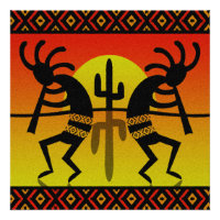 Desert Sun Cactus Kokopelli Southwest Design