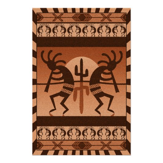 Desert Sun Cactus Kokopelli Southwest Poster (Voorkant)