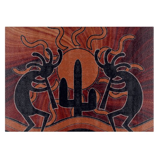 Desert Sun Cactus Kokopelli Southwest Snijplank (Voorkant)