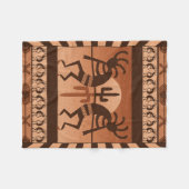 Desert Sun Cactus Kokopelli Southwestern Fleece Deken (Voorkant (Horizontaal))
