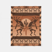 Desert Sun Cactus Kokopelli Southwestern Fleece Deken (Voorkant)