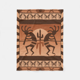 Desert Sun Cactus Kokopelli Southwestern Fleece Deken