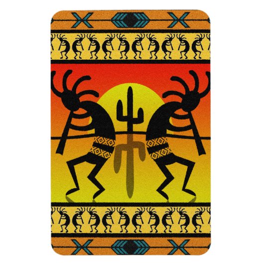 Desert Sun Cactus Kokopelli Southwestern Magneet (Verticaal)