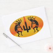 Desert Sun Cactus Southwest Kokopelli Ovale Sticker (Envelop)