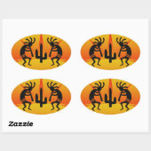 Desert Sun Cactus Southwest Kokopelli Ovale Sticker (Vel)