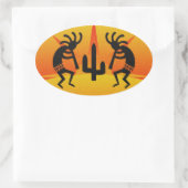 Desert Sun Cactus Southwest Kokopelli Ovale Sticker (Tas)