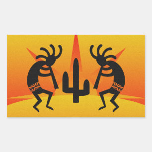 Desert Sun Cactus Southwest Kokopelli Rechthoekige Sticker