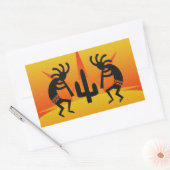 Desert Sun Cactus Southwest Kokopelli Rechthoekige Sticker (Envelop)
