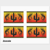 Desert Sun Cactus Southwest Kokopelli Rechthoekige Sticker (Vel)