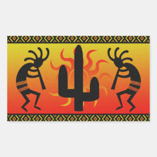 Desert Sun Cactus Southwest Kokopelli Rechthoekige Sticker