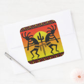 Desert Sun Cactus Southwest Kokopelli Vierkante Sticker (Envelop)
