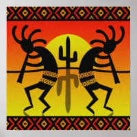 Desert Sun Cactus Southwest Kokopelli Wall Art