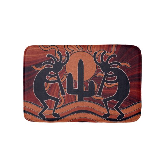 Desert Sun Cactus Zuidwest Design Kokopelli Badmat (Voorkant)