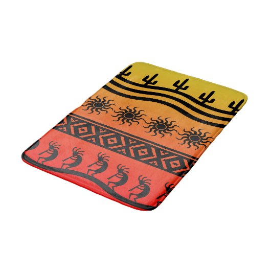 Desert Sun Cactus Zuidwest Design Kokopelli Badmat (Gekanteld)