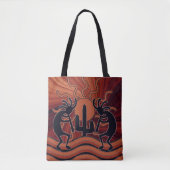 Desert Sun Cactus Zuidwest Design Kokopelli Tote Bag (Voorkant)