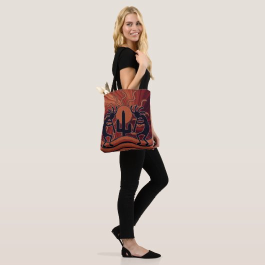 Desert Sun Cactus Zuidwest Design Kokopelli Tote Bag (Op model)