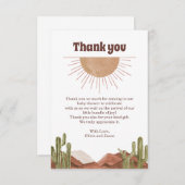 Desert Sun Dank u Baby shower Bedankkaart (Voorkant / Achterkant)