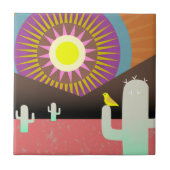 Desert Sun en Cactus Tegeltje (Voorkant)
