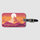 Desert Sun Mountain Peaks Landschapsillustratie Bagagelabel (Voorkant (horizontaal))