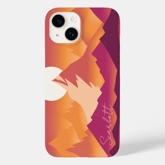 Desert Sun Mountain Peaks Landschapsillustratie Case-Mate iPhone Case (Achterkant)