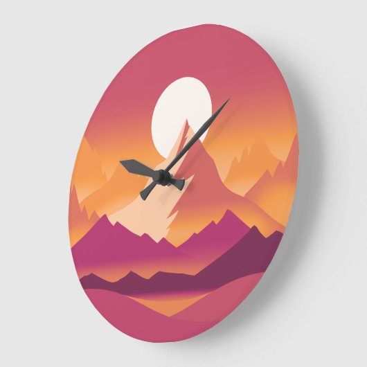 Desert Sun Mountain Peaks Landschapsillustratie Grote Klok (Hoek)