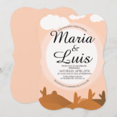 Desert Sunrise Cactus Shadows Wedding Invitations Kaart (Voorkant / Achterkant)