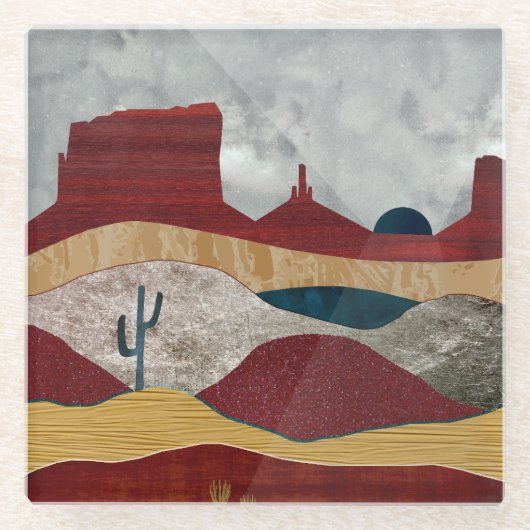 Desert Sunrise Glazen Onderzetter (Voorkant)