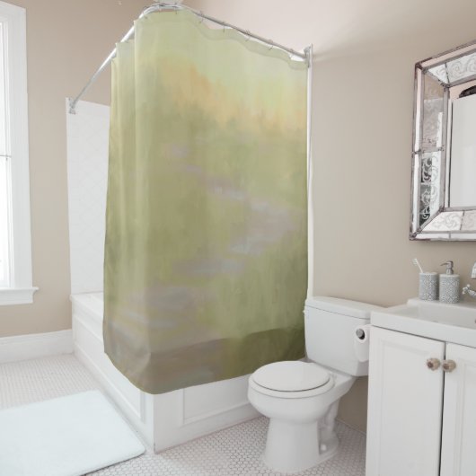 Desert Sunrise Morning Sagebrush Trail Abstract Douchegordijn (In situ)