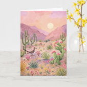 Desert Sunrise Painted Landscape Greeting Card Kaart (Gele Bloem)