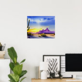 Desert Sunrise Schilderachtig Waterverf Poster (Thuiskantoor)