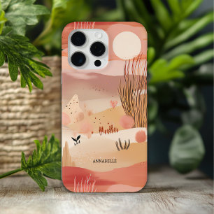 Desert Sunset Abstracte Bloemen Gepersonaliseerde  iPhone 15 Pro Max Hoesje