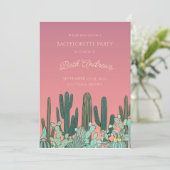 Desert Sunset Cactus Bachelorette Invitation Kaart (Staand voorkant)