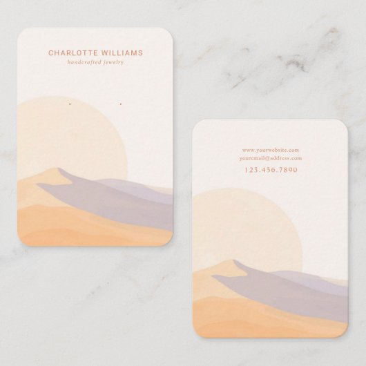 Desert Sunset Custom Jewelry Display Card Visitekaartje (Voorkant / Achterkant)